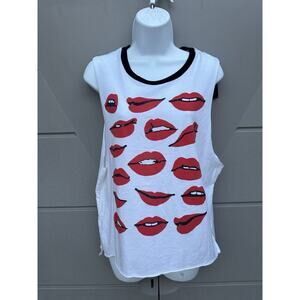 Chaser Women's Tank Top Muscle Tee Painted Lips Size M New With Tags